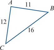 <p>using the cosine rule, find angle A in the triangle</p>