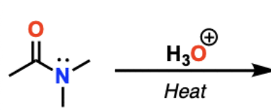 <p>amide + H3O<sup>+</sup> + heat</p>