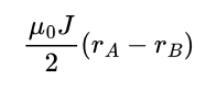 <p>where</p><p>r<sub>A</sub>&nbsp;= distance from centre of solid body to the point</p><p>r<sub>B</sub>&nbsp;= distance from centre of cavity to the point</p><p>and direction of magnetic field is given by</p>