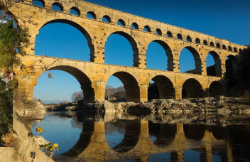 <ul><li><p>Roman Arts</p></li><li><p>Roman Architecture</p></li><li><p>1st Century CE</p></li><li><p>Aqueducts like the ___ in France are <u>marvels of Roman engineering and architecture. </u></p></li><li><p>It showcase the mastery of hydraulic technology. </p></li><li><p>Roads and Bridges: </p><ul><li><p>Romans built an extensive network of roads and bridges across the empire, facilitating trade, communication, and military conquest.</p></li></ul></li></ul><p></p>