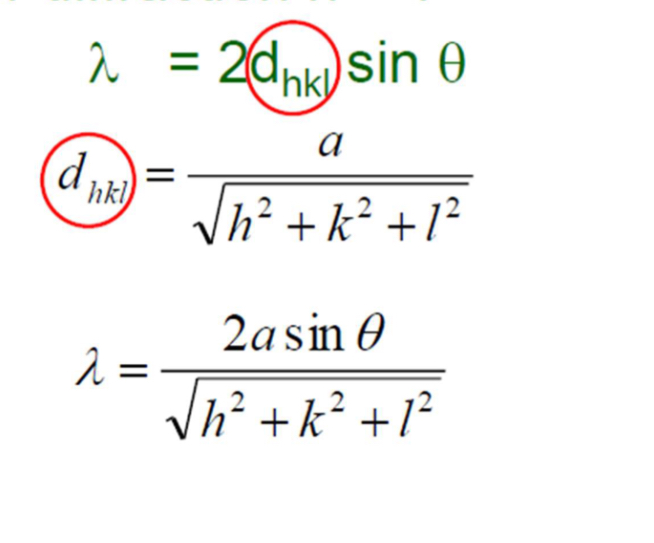 <p>n lambda = 2d sin0</p>
