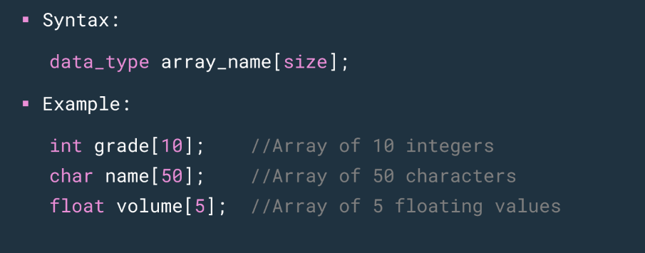 <p>syntax of array</p>