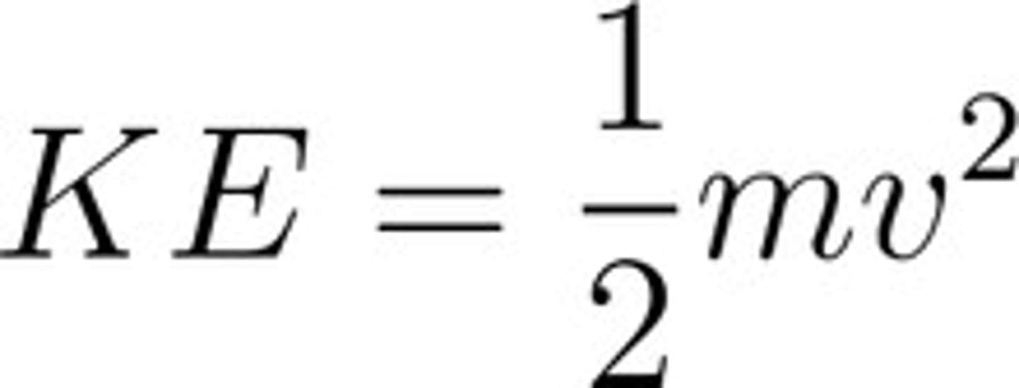 <p>Kinetic Energy = (1/2)mv^2</p><p>m = mass</p><p>v = velocity</p><p>Struggling to keep your MCAT equations straight? Simply conquer the 100 most important equations using Andrew's 100 Most Essential Equations Mastery Course @ https://mcatselfprep.com/course/andrews-equation-mastery-course/</p>