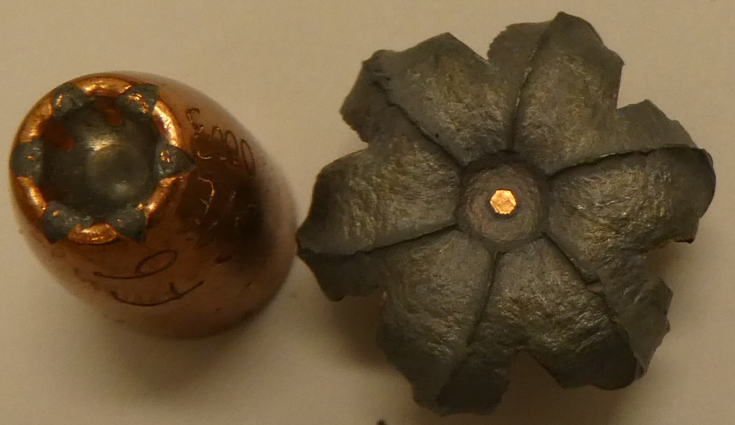 <p>The bullet of which cartridge is shown in this photo?</p>