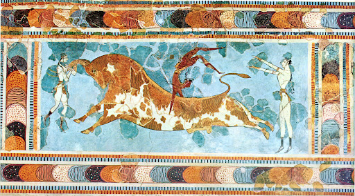 <p>Toreador Fresco (c.1400 BCE)</p><ul><li><p>Artist Unknown, Minoan, and Paint on Plaster</p></li></ul><p></p>