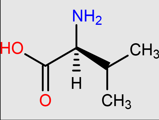 <p>(CH3)2-CH-CH(NH2)-COOH</p>