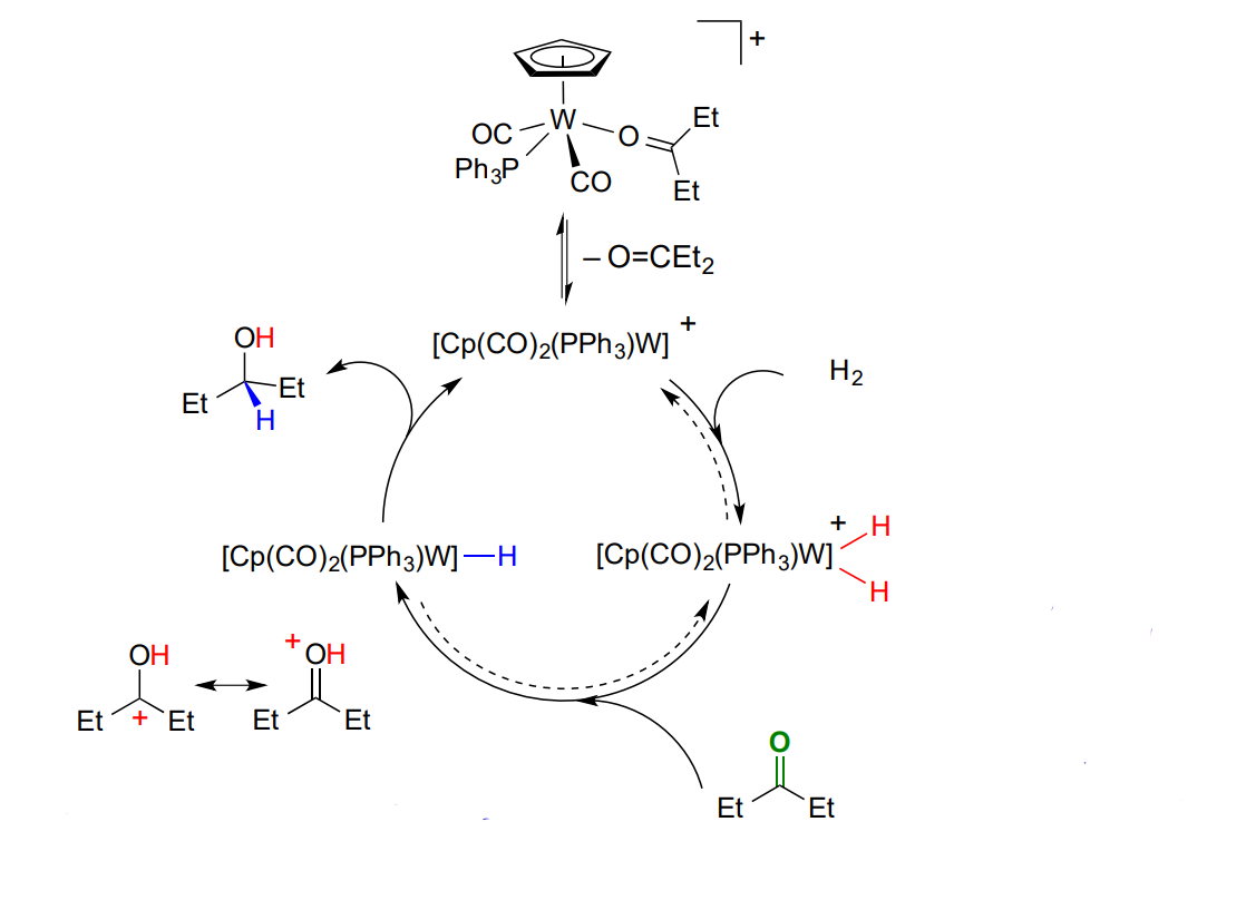 <p>Explain the outer sphere hydrogenation - ionic mechanism </p>