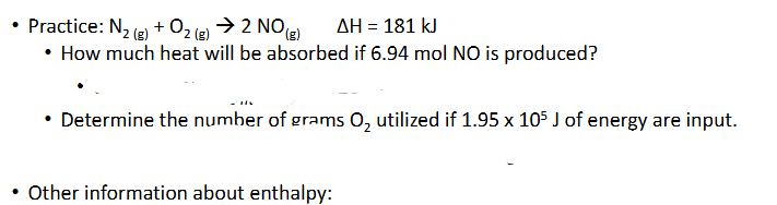 <p>Enthalpy as a Conversion Factor Practice (Chapter 10)</p>