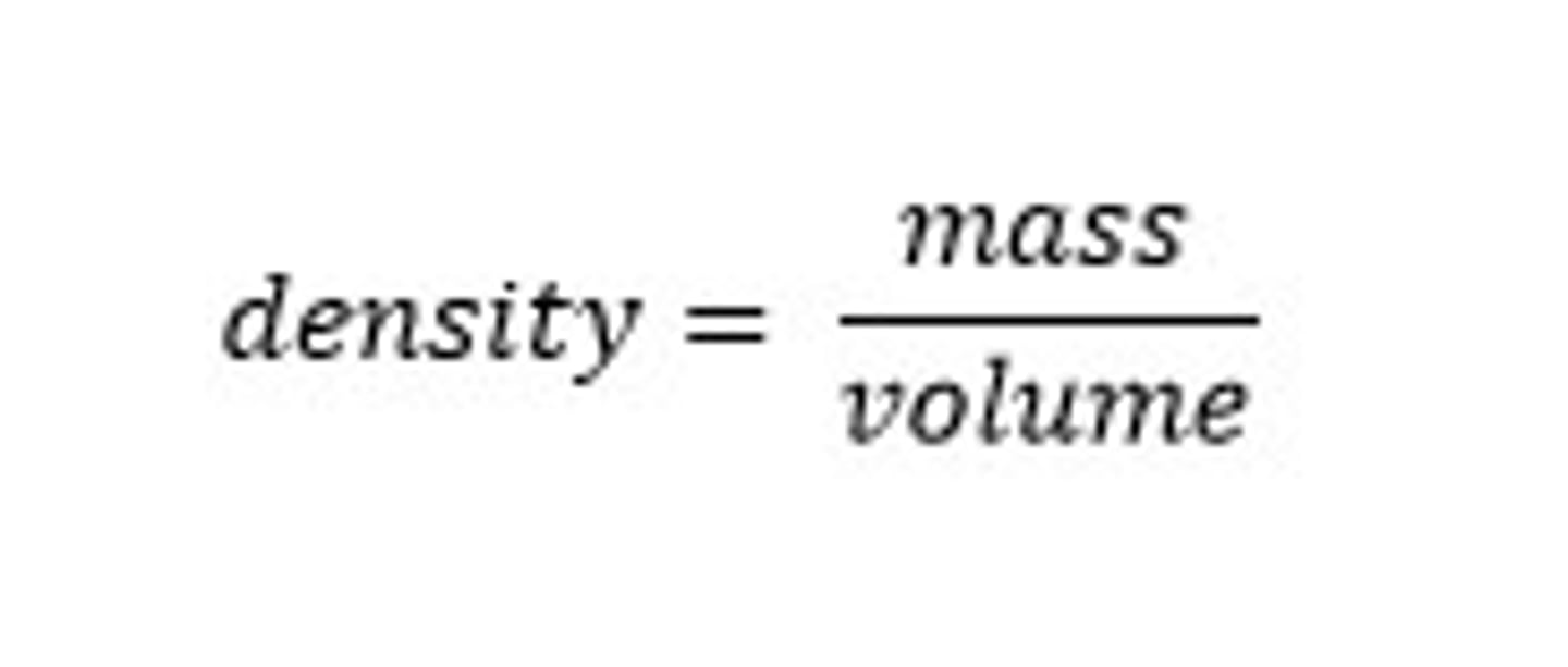 <p>The equation for density is density = mass/volume.</p>
