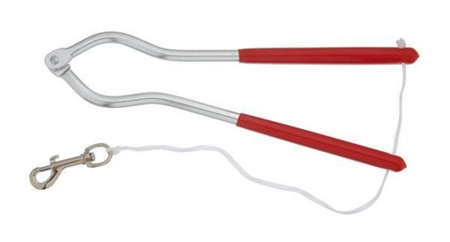 <p>a plier-like clamp that squeezes the lip with motion akin to that seen in a nutcracker.</p>