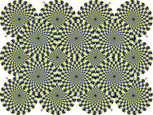 <p>the illusory movement of a still spot of light in a dark room.</p>