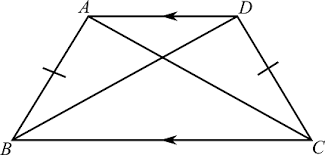 <p>What theorem has to do with the bases of this isosceles trapezoid?</p>