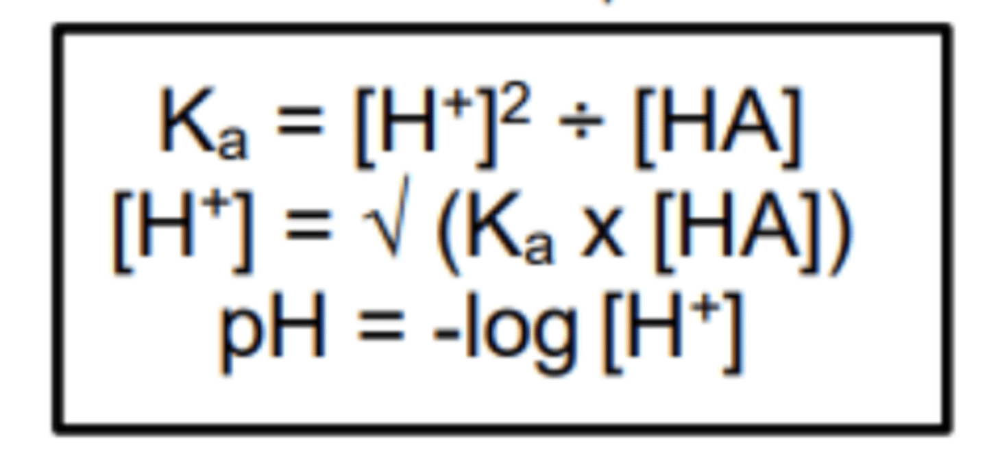 <p>Use the following formulas - for a weak acid assume [H+] = [A-]</p>