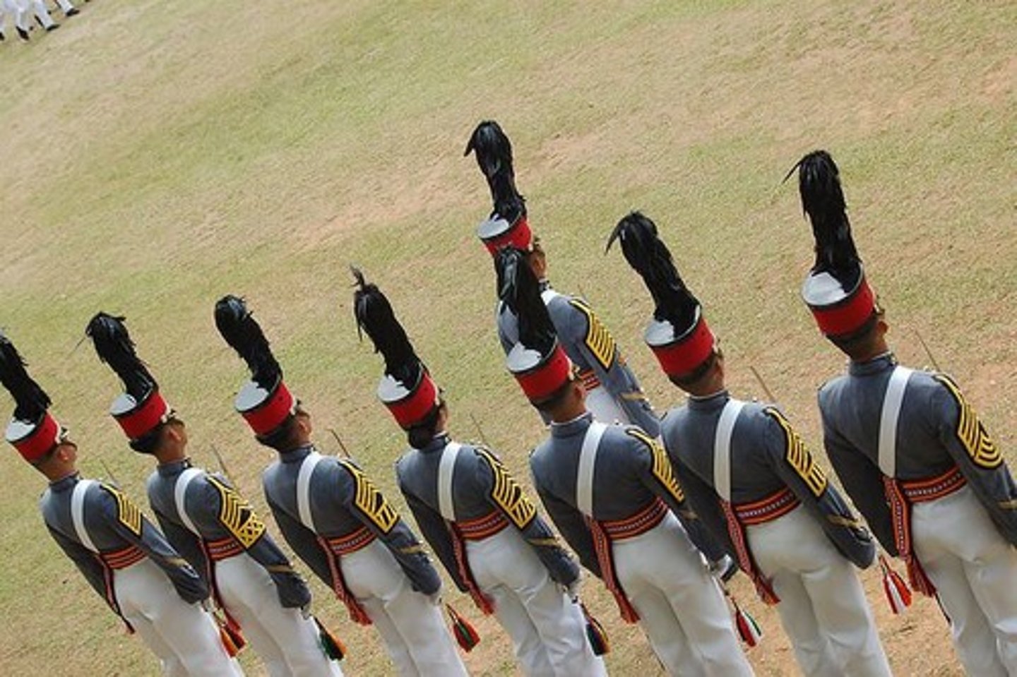 <p>Two men, the front rank man and the corresponding man of the rear rank. The front rank man is the leader. A file, which has no rear rank man, is not a file. The term file applies also to a single man in a single rank formation. It is a single column of men one behind the other.</p>