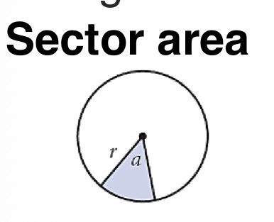 <p>Angle measure divided by 360 degrees times radius squared times pie</p>