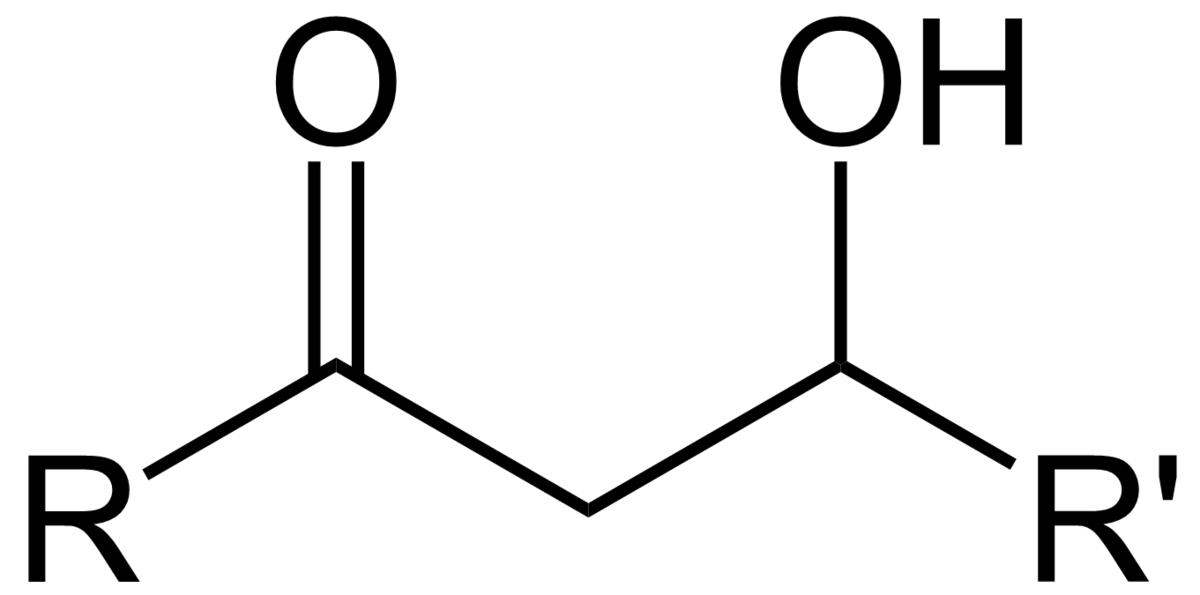 <p>A reaction in which an enolate attacks the carbonyl carbon of an aldehyde or ketone to produce a structure containing both a double bonded oxygen and a hydroxyl group. </p>