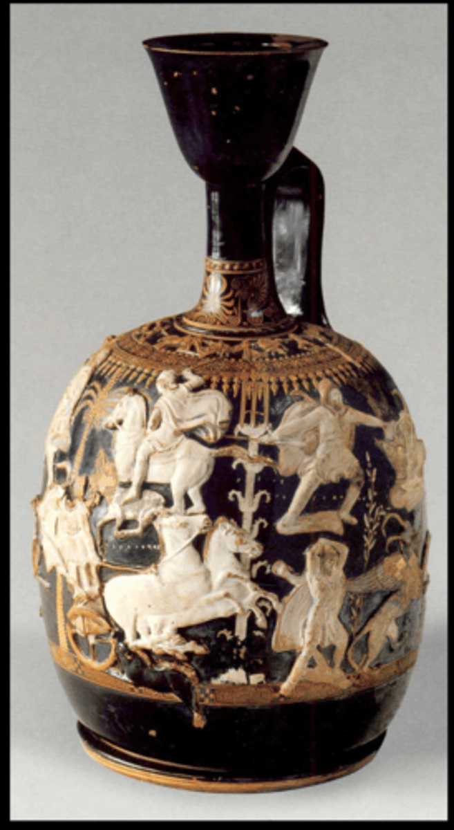 <p>A small, narrow-bodied Greek vessel with a single handle to store oil.</p>