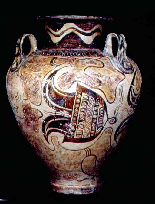 <p>“Palace style” vase with a stylized helmet.</p>