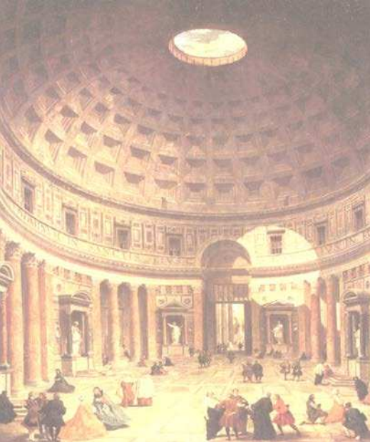 <p>a circular temple in rome</p>