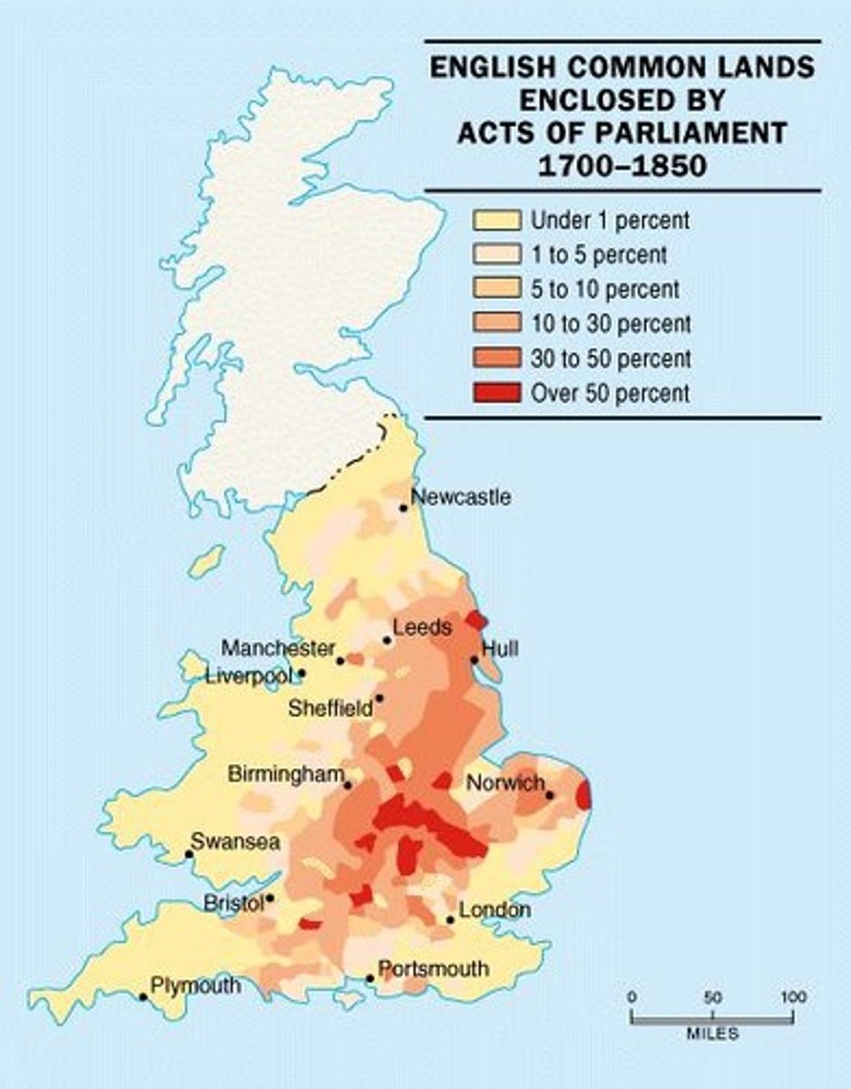 <p>A period marked by the enclosure movement and new farming techniques.</p>