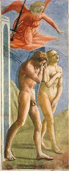 <p>Masaccio<br>Expulsion from the Garden of Eden<br>Brancacci Chapel<br>Santa Maria del Carmine<br>Florence<br>1426-1428<br>Fresco</p>