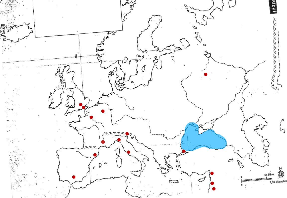 <p>connects to danube and dnieper</p>