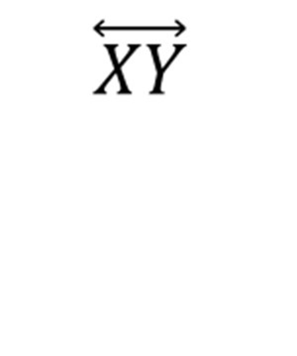 <p>means the line goes through X and Y and continues forever in both directions</p>