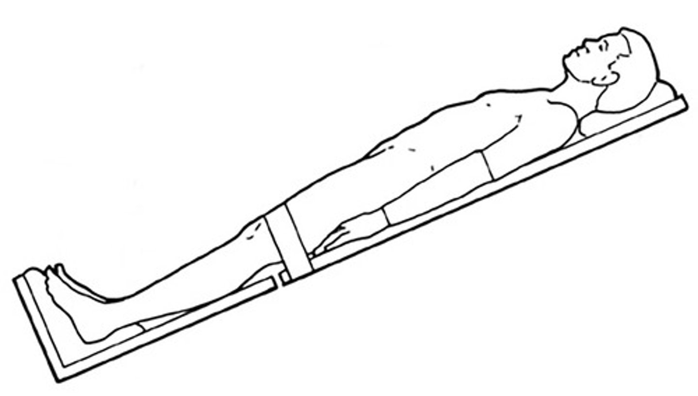 <p>The head of the bed is raised and the foot of the bed is lowered</p>