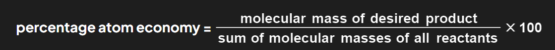 <p><span>The atom economy of a reaction shows how many of the atoms used in the reaction become the desired product</span></p>