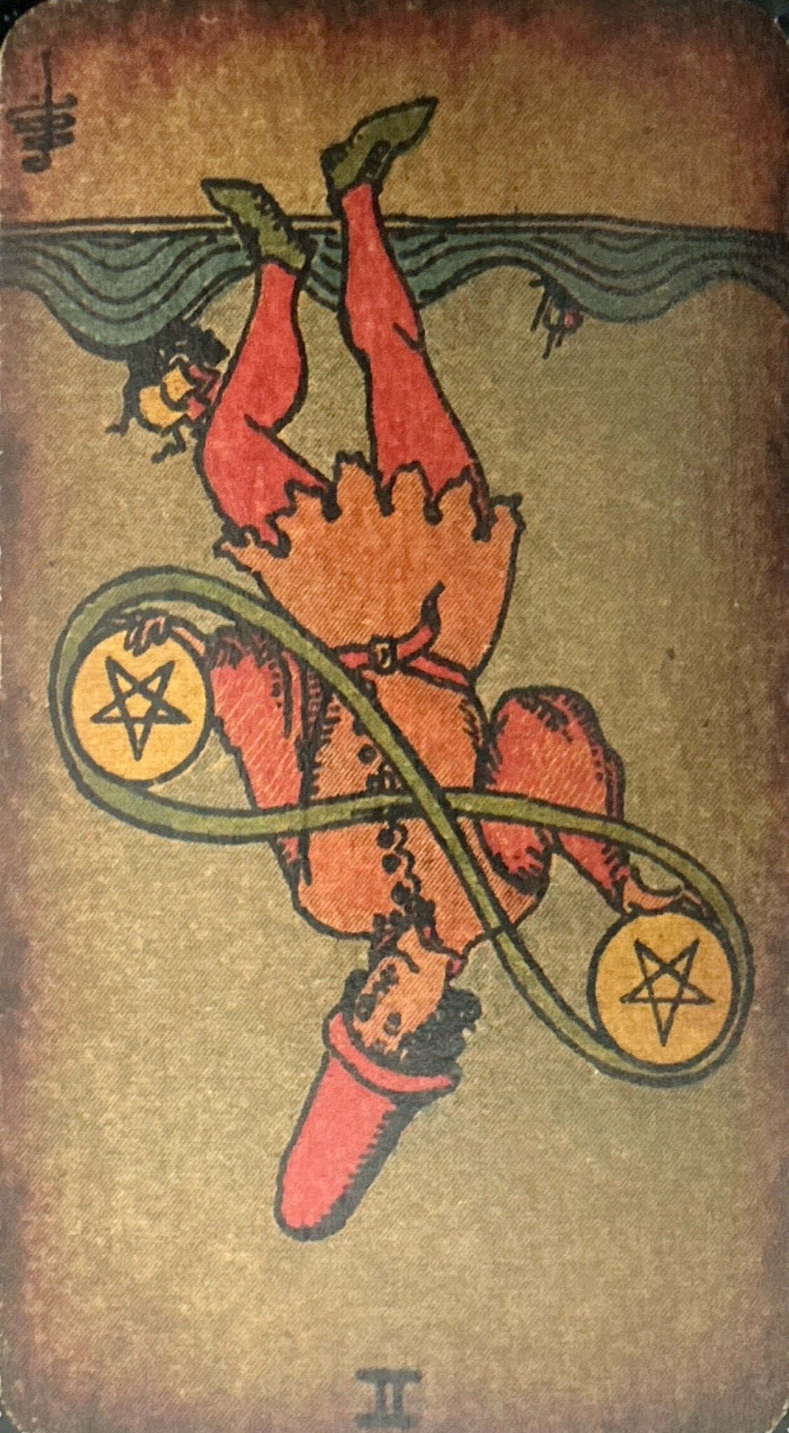 <p>II - Two of Pentacles (Reversed)</p>