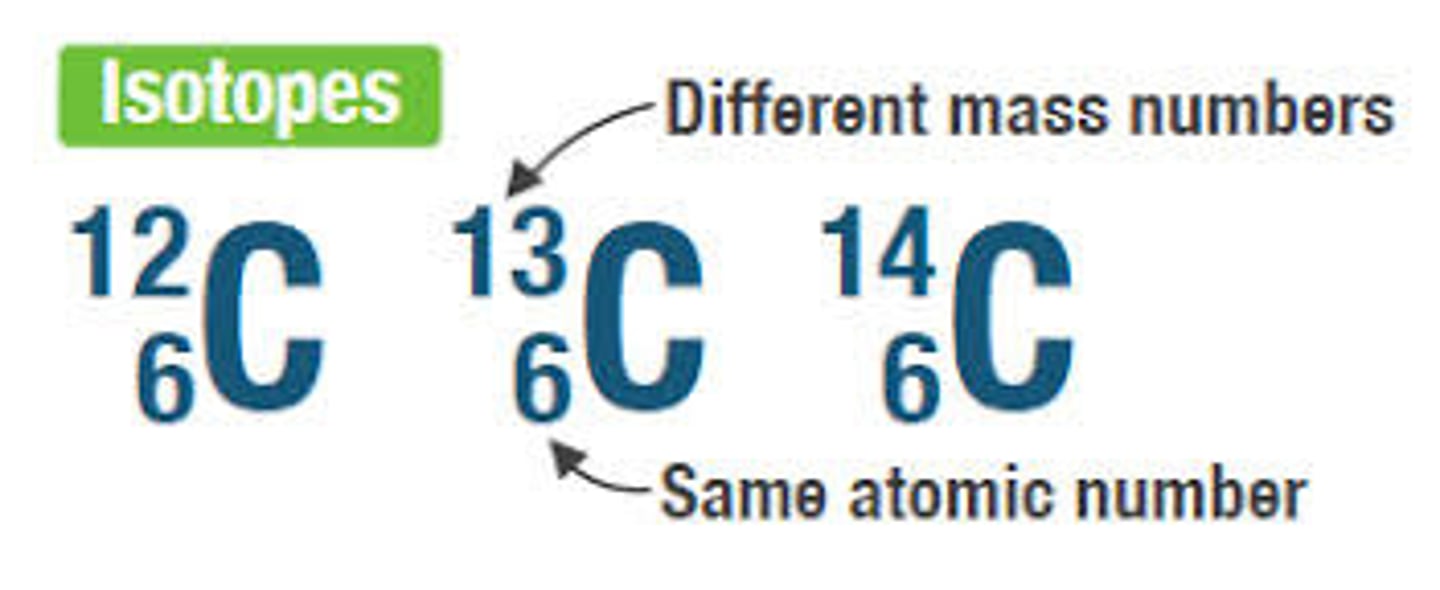 <p>(carbon) the atomic # of all of these isotopes is____ because all 3 have the same # of ____ in the nucleus</p>