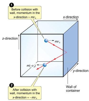 <p>becomes negative</p><ul><li><p>velocity changes sign as changes direction</p></li><li><p>collision is perfectly elastic so momentum has same magnitude</p></li></ul><p></p>