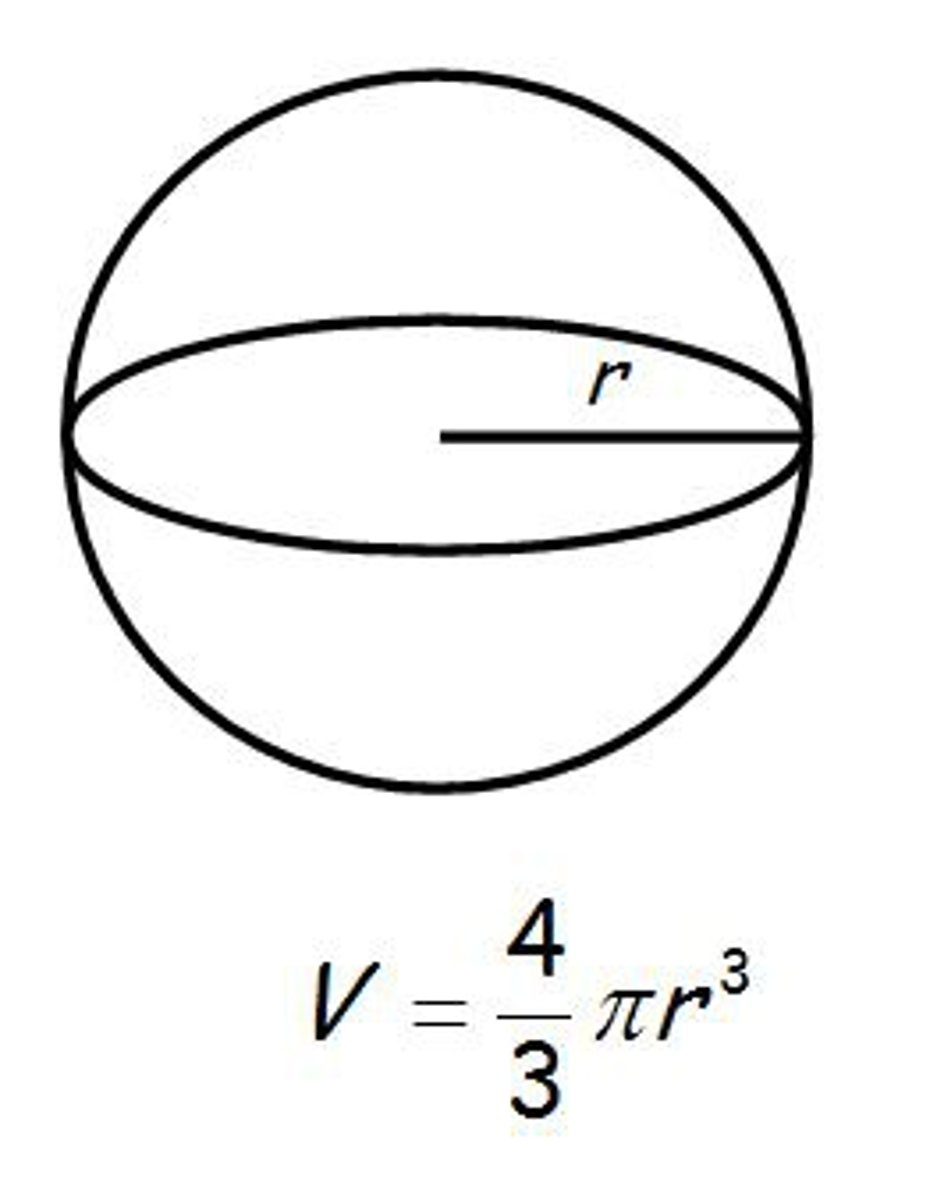 <p>V = 4/3πr³</p>