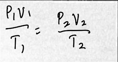 <ul><li><p>The product of the pressure and volume of gas sample is proportional to its absolute temperature in kelvin. PV = kT</p></li><li><p>Pressure/Chemical Amount cannot change</p></li><li><p>Boyle’s Law —> PV = k</p></li><li><p>Charles’ Law —> V/T = k</p></li></ul><p></p><p>PV/T = K</p><p></p>