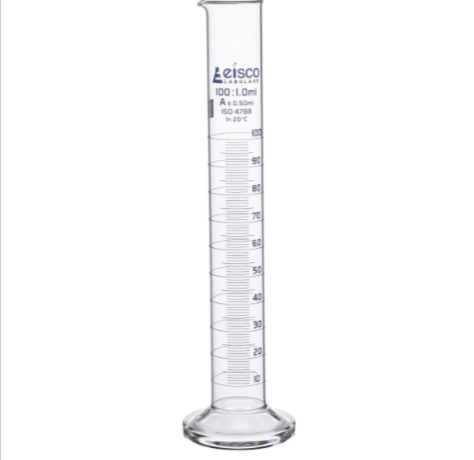 <p>a tall, cylindrical container used for measuring the volume of liquids accurately. </p>