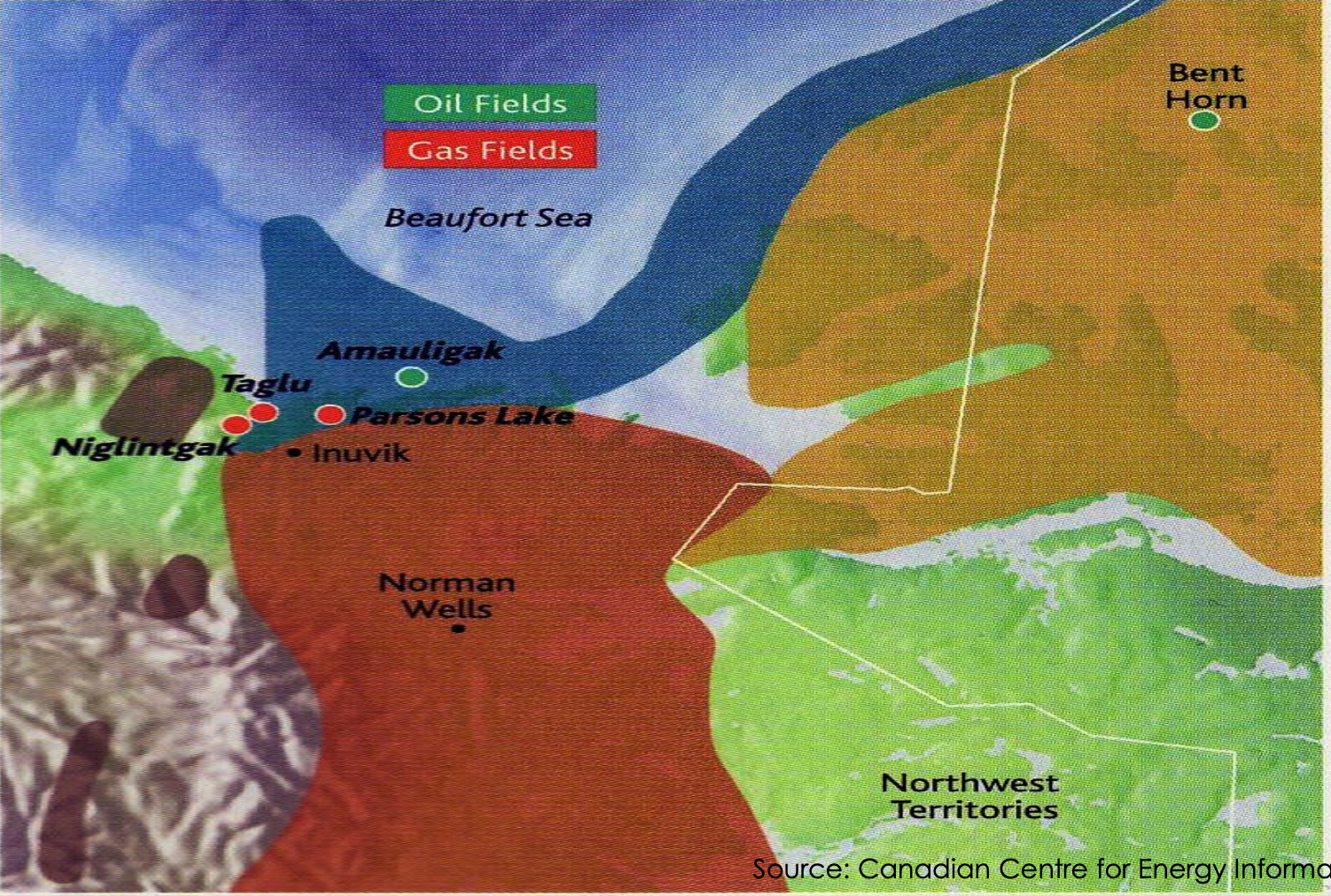 <ol><li><p>Beaufort-MacKenzie basin</p></li><li><p>Norman Wells oil field (NWT)</p></li></ol><p></p>