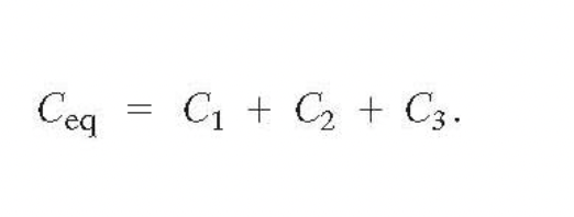 <p>have the same voltage across each one. The equivalent capacitor is the one that stroes the same charge when connected tot he same battery</p>