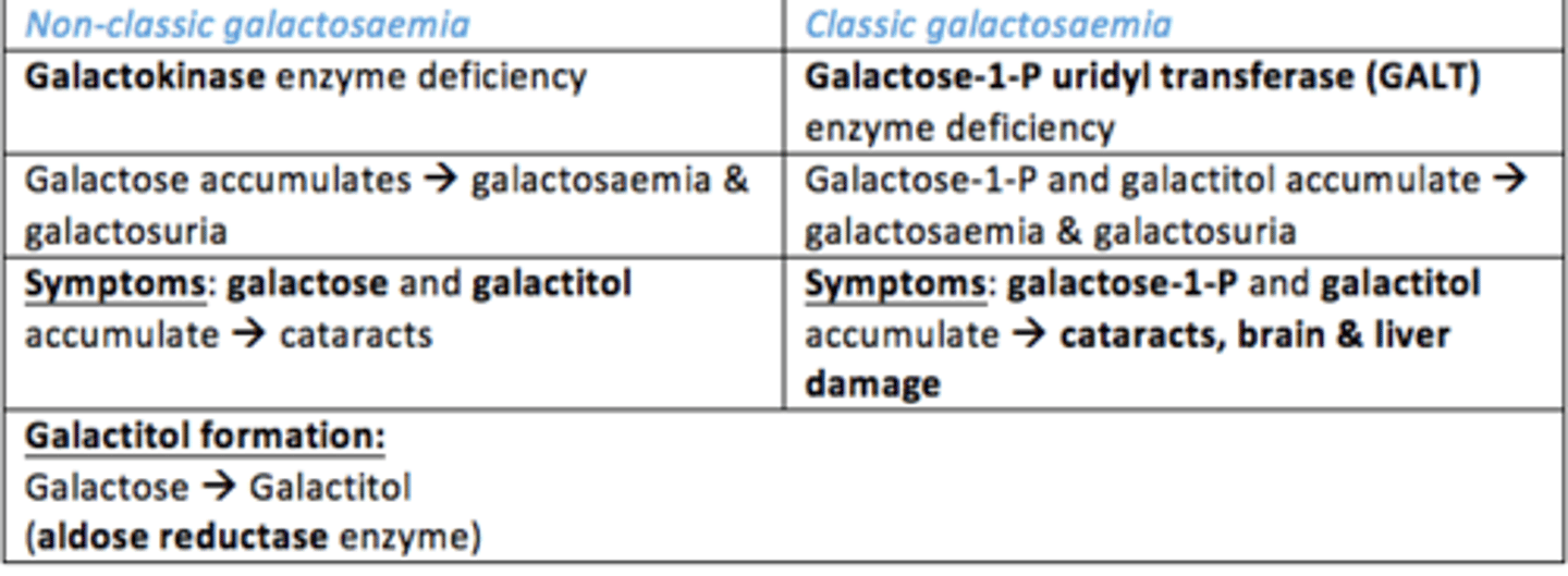 <p>No - metabolic consequences of absence of galactokinase are less severe as ONLY galactose accumulates. Patients suffer from cataracts but NOT liver, brain, GI tract or kidney problems.</p>