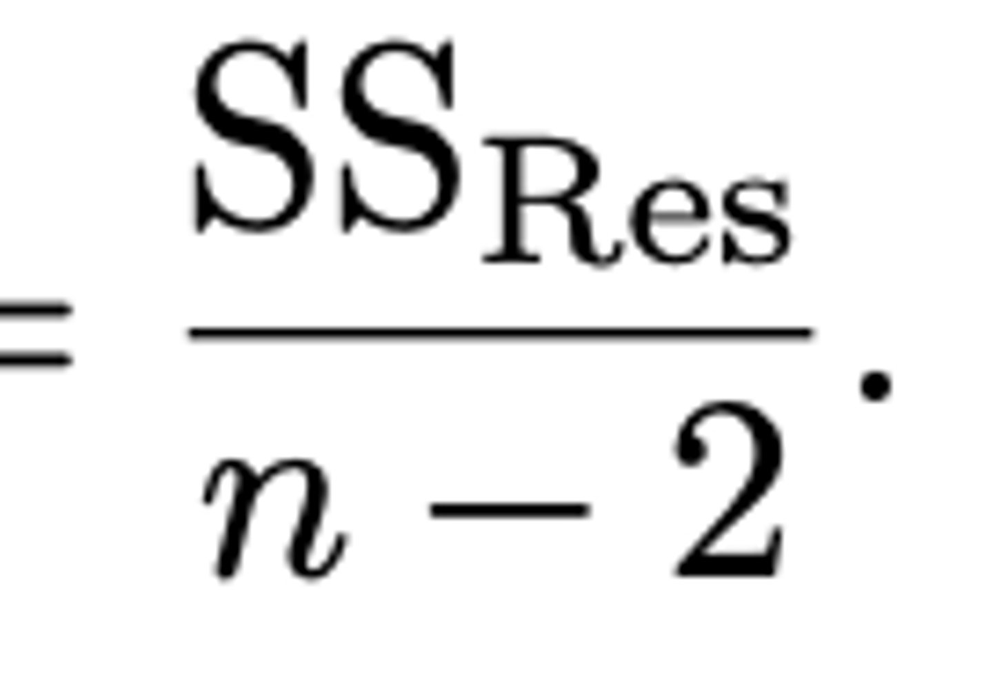 <p>σ̂²ε = SSres/n-2</p><p>(sigma overstreept)</p>
