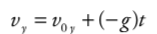 <p>vy = voy + (-g)t</p><p>voy = v sin theta</p>