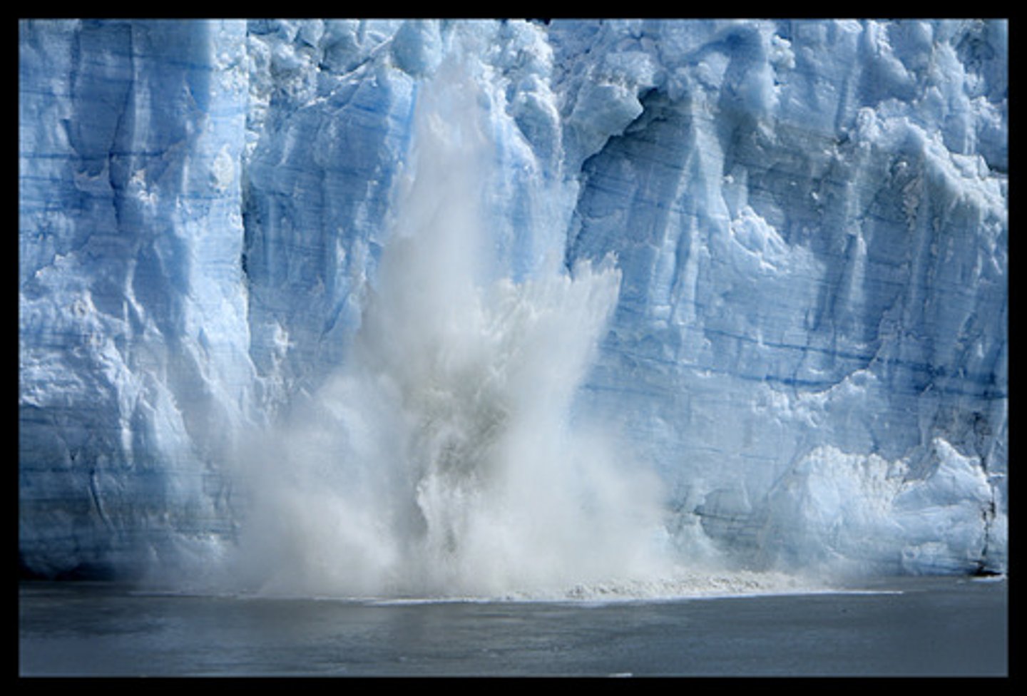 <p>When parts of glaciers break off and fall into the ocean.</p>