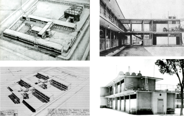 <p><span>Functionalism</span></p><p>all around mexico city </p><p>rectangular volumes</p><p>arranges around site</p><p>windows facing courtyard</p><p>facing street=clerestory</p><p>roof extends for shade</p><p>concrete = lower labor and cost</p><p>aesthetic = asymmetrical, supremacist</p><p>abstract in 3D</p>