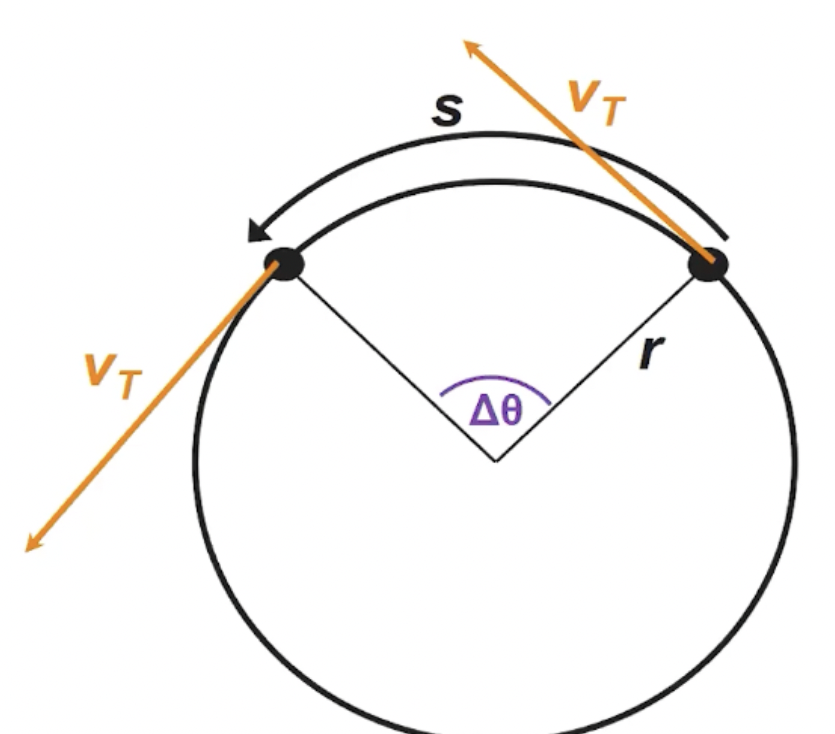 <ul><li><p><span>how long it takes an object to rotate through an angle → <mark data-color="yellow">ω = dθ/dt (rad/s) </mark></span></p></li><li><p><span>The tangential velocity (linear) is tangent to the circular motion</span></p></li><li><p><strong><span>RIGHT-HAND RULE FOR ω: </span></strong><span>fingers curl in the direction of rotation and thumb points in the direction of ω (this direction is along the axis of rotation)</span></p></li><li><p><span>*note: as the radius of rotation changes, the arc length changes. A smaller radius means a shorter arc length. This affects the tangential velocity (smaller radius = slower tangential velocity) → as long as the radius of the rotation remains the same, the </span><em><span>angular velocity </span></em><span>won’t change though.</span></p></li><li><p><span>Uniform rotation → v = rω</span></p></li></ul>