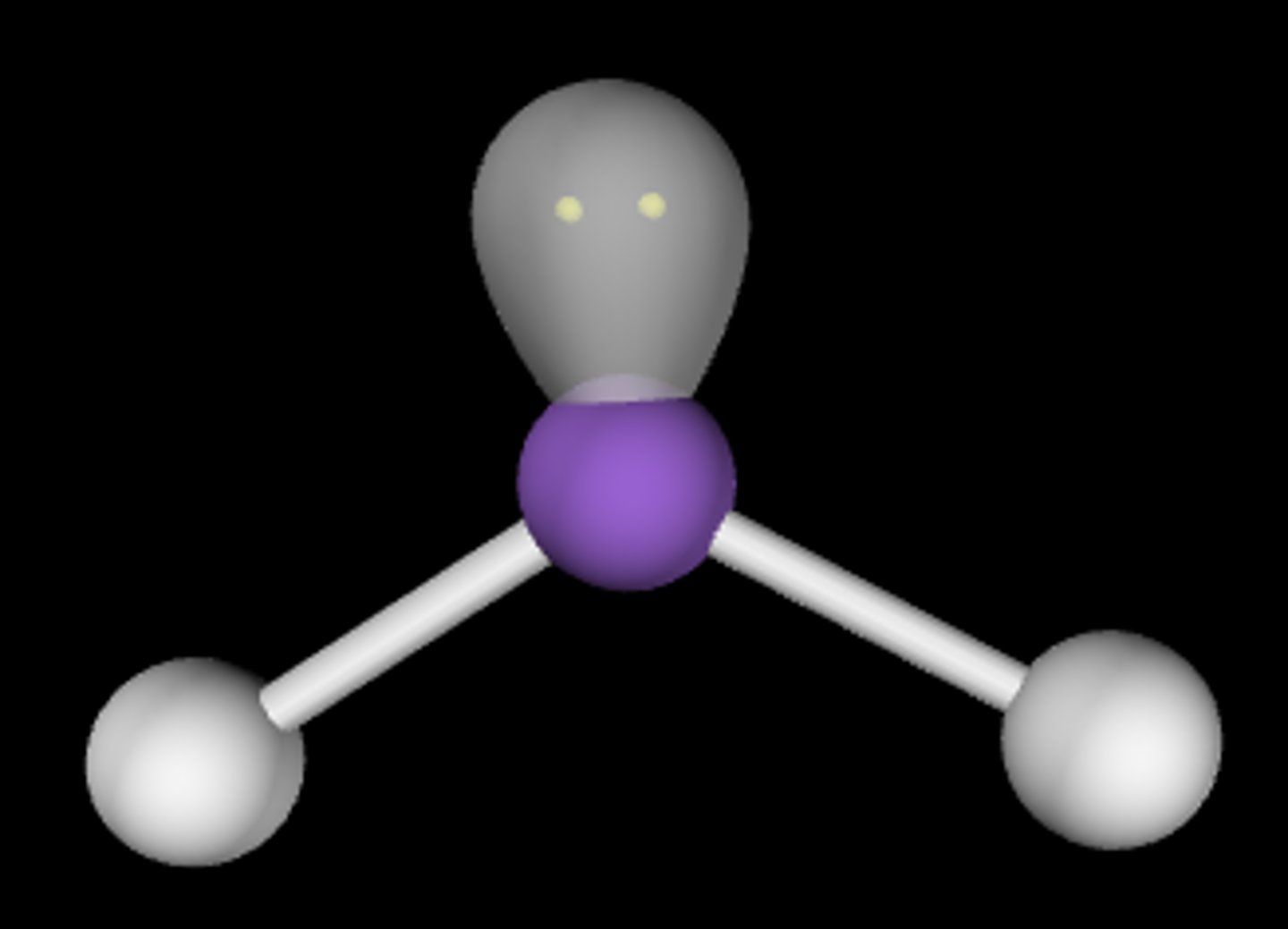 <p>3 electron domains<br>2 bonding domains<br>1 lone pair<br>less than 120 degree angles</p>