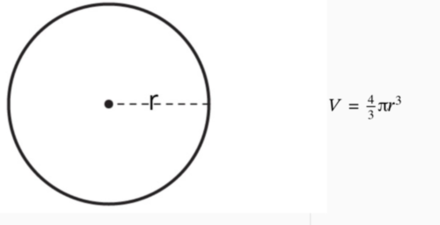 <p>V = 4/3πr^3</p>