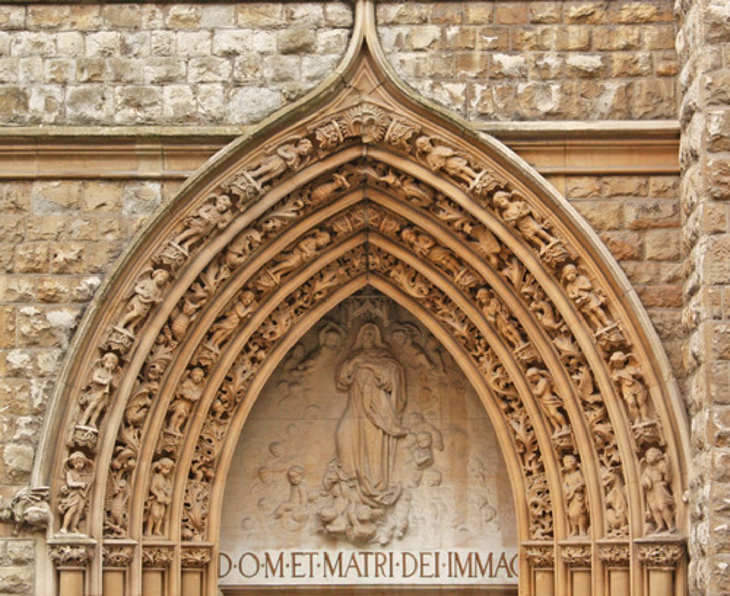 <p>Walls covered with stone carvings</p>