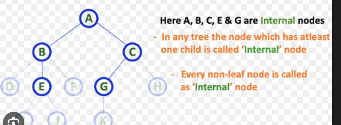 <ul><li><p>Internal nodes are those with <strong>degree ≥ 1</strong> (at least one child).</p></li><li><p>Scan each node’s children pointers.</p></li><li><p>Here they are: <strong>8, 3, 6, 10, 14</strong>.<br><em>But if a node has zero children, it’s a </em><strong><em>leaf</em></strong><em>, not internal</em></p></li></ul><p></p>