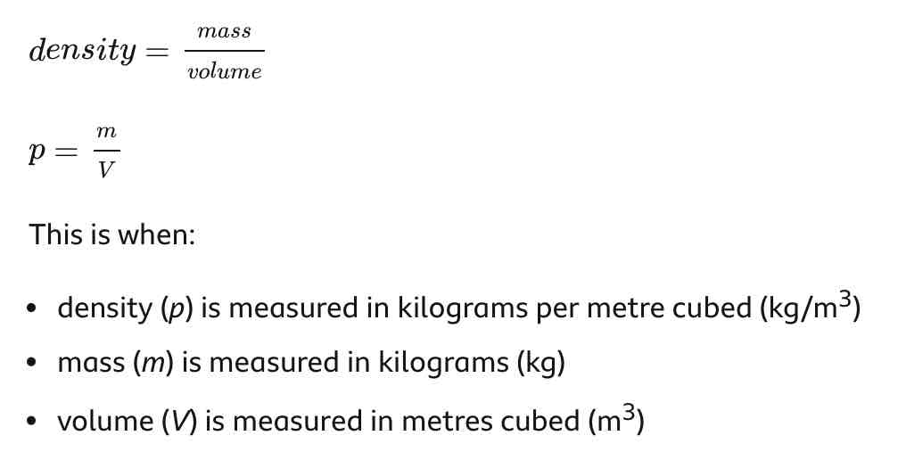 <p>Density = mass / volume</p>