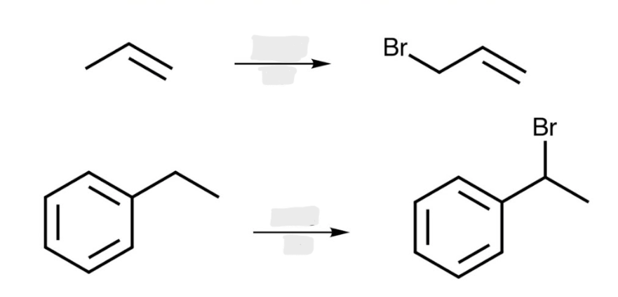 <p><strong>Alkene to Allylic Halides</strong></p><ul><li><p>Regiochemistry: the product with the more substituted alkene predominates</p></li></ul><p></p>