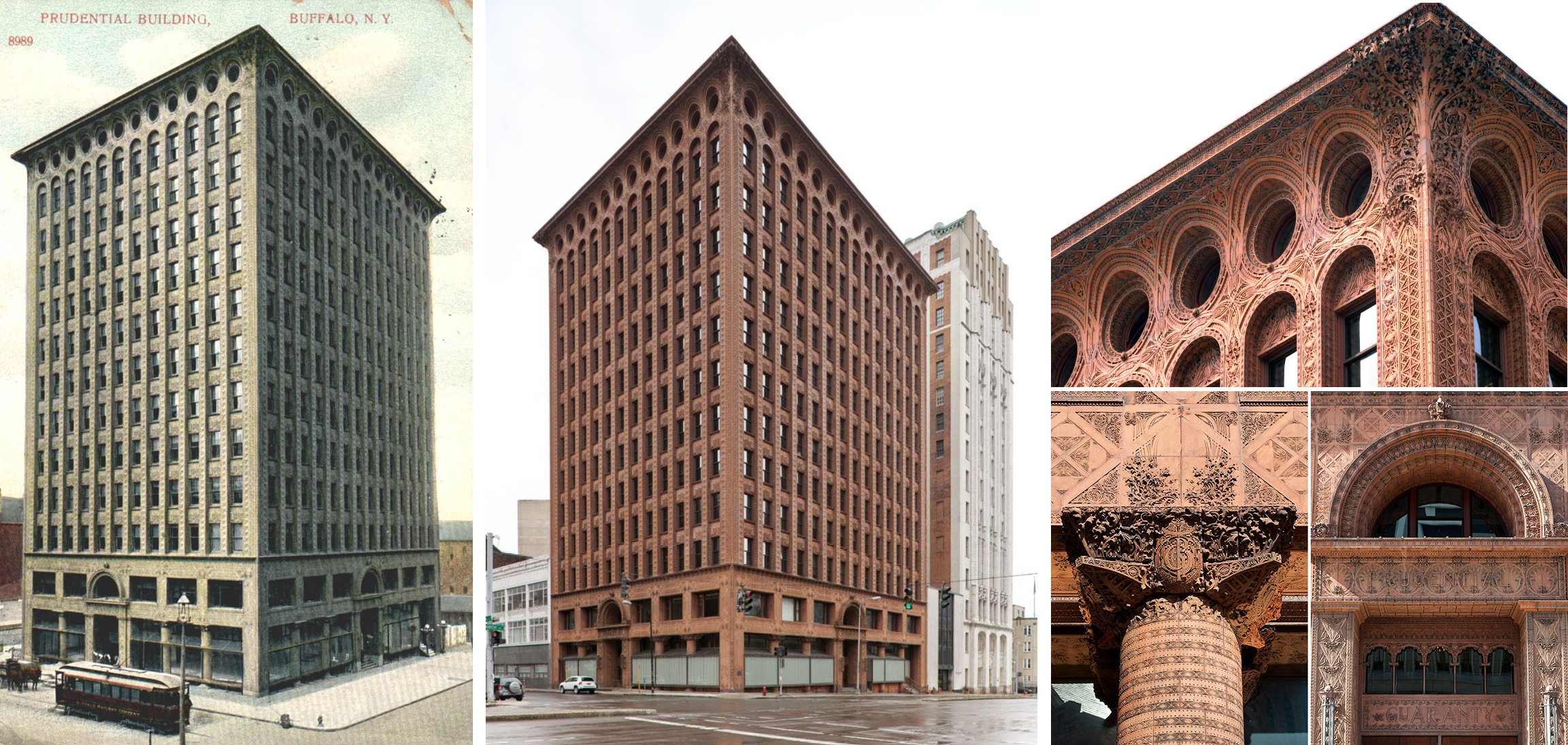 <ul><li><p><span>created a new "modern" aesthetic for high-rise towers. Adopting the credo "</span><strong>form follows function</strong><span>"</span></p></li><li><p><strong>Auditorium Building</strong><span>&nbsp;- New York</span></p></li><li><p><strong>Prudential (Guaranty) Building</strong><span> &nbsp;- New York</span></p></li></ul><p></p>